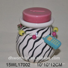 High quality zebra-stripe ceramic money bank for girl